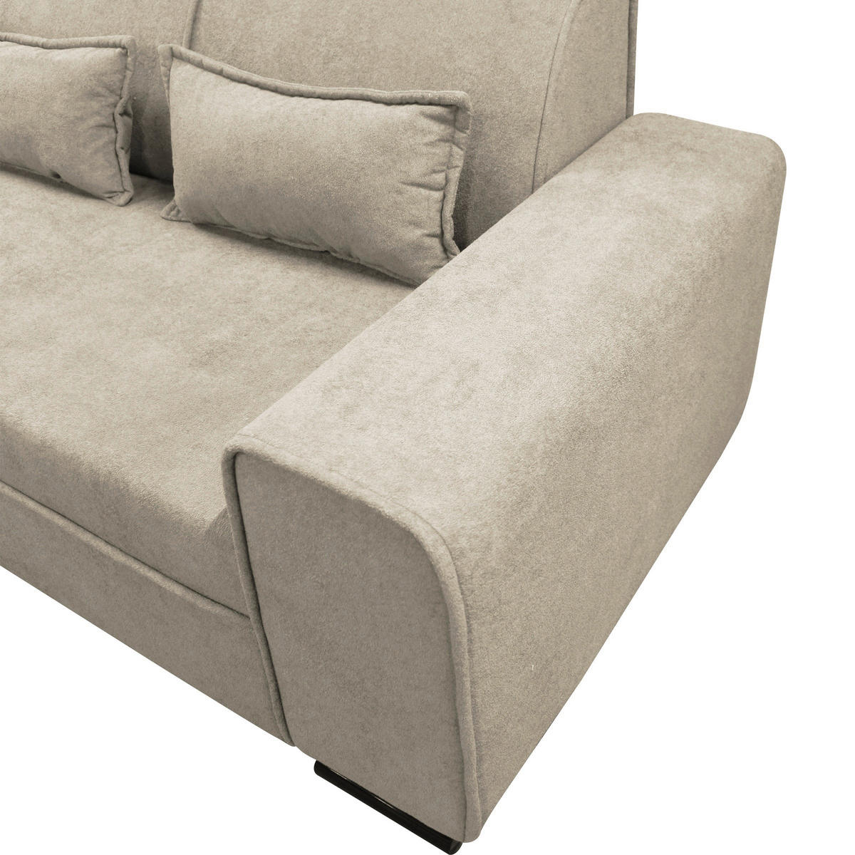 ECKSOFA Beige Struktur, Bouclé  - Beige/Schwarz, Design, Kunststoff/Textil (175/270cm) - MID.YOU