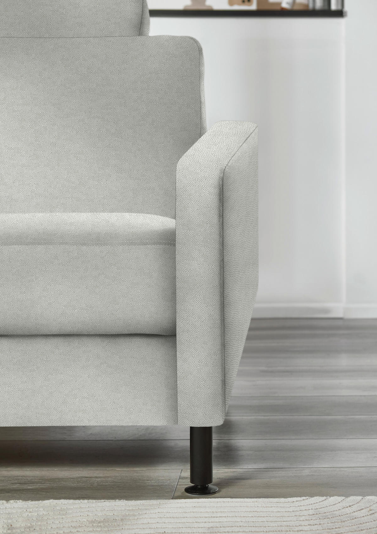 ECKSOFA Chenille, Flachgewebe Beige  - Beige/Schwarz, Design, Textil/Metall (175/316cm) - Dieter Knoll