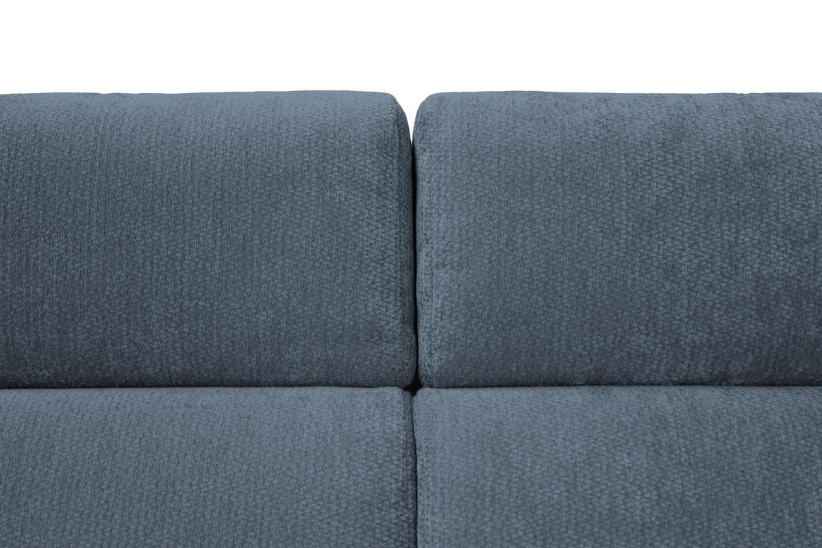 ECKSOFA Dunkelblau Chenille Bettkasten, Schlaffunktion, Rücken echt, Kopfteilverstellung, Liegefläche im Originalstoff  - Schwarz/Dunkelblau, KONVENTIONELL, Textil/Metall (265/206cm) - Carryhome
