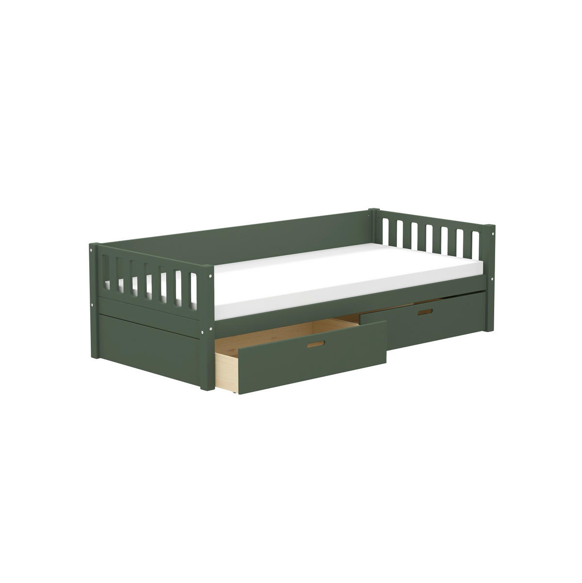 BETT 90/200 cm,  in Dunkelgrün, Rollrost, Bettschubladen  - Dunkelgrün, MODERN, Holz (90/200cm) - Chameo
