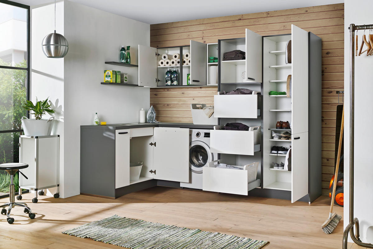 GOSPODINJSKA SOBA   - bela/antracit, Basics, leseni material (160/280cm) - Welnova