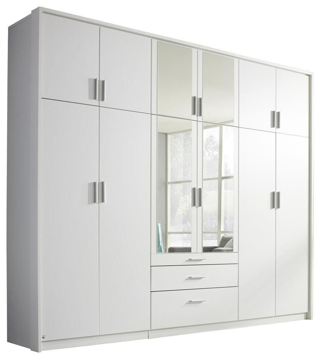 Drehtürenschrank mit Spiegel in Weiß