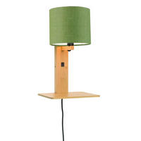 VÄGGLAMPA GOOD&MOJO  19/24/36 cm   - grön/naturfärgad, Trend, trä/textil (19/24/36cm) - Good & Mojo