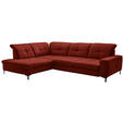 ECKSOFA in Chenille Rot  240/308 cm  - Rot/Schwarz, Design, Textil/Metall (240/308cm) - Xora