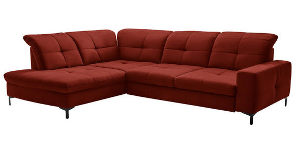 ECKSOFA in Chenille Rot 240/308 cm - Rot/Schwarz, Design, Textil/Metall (240/308cm) - Xora