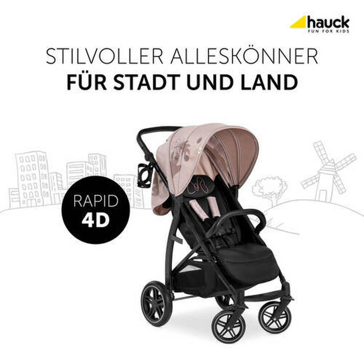 BUGGY MINNIE MOUSE  - Hellrosa/Schwarz, Basics (92cm) - Hauck