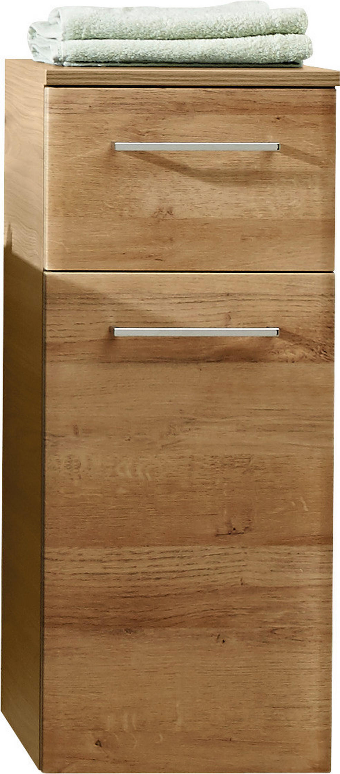 ALSÓSZEKRÉNY 30/72/33 cm  - krómszínű/tölgyfa színű, Konventionell, faalapú anyag/Üveg (30/72/33cm) - Xora