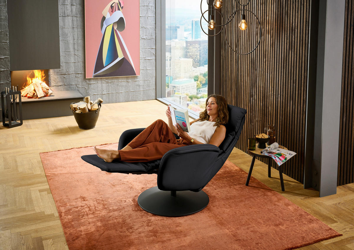 RELAXSESSEL in Leder Schwarz  - Schwarz, Design, Leder/Metall (76/108/86cm) - Dieter Knoll