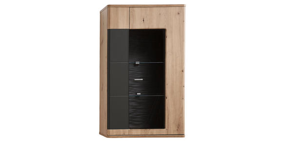 HÄNGEVITRINE in Graphitfarben, Eichefarben - Eichefarben/Silberfarben, KONVENTIONELL, Glas/Holzwerkstoff (70/120/38cm) - Xora