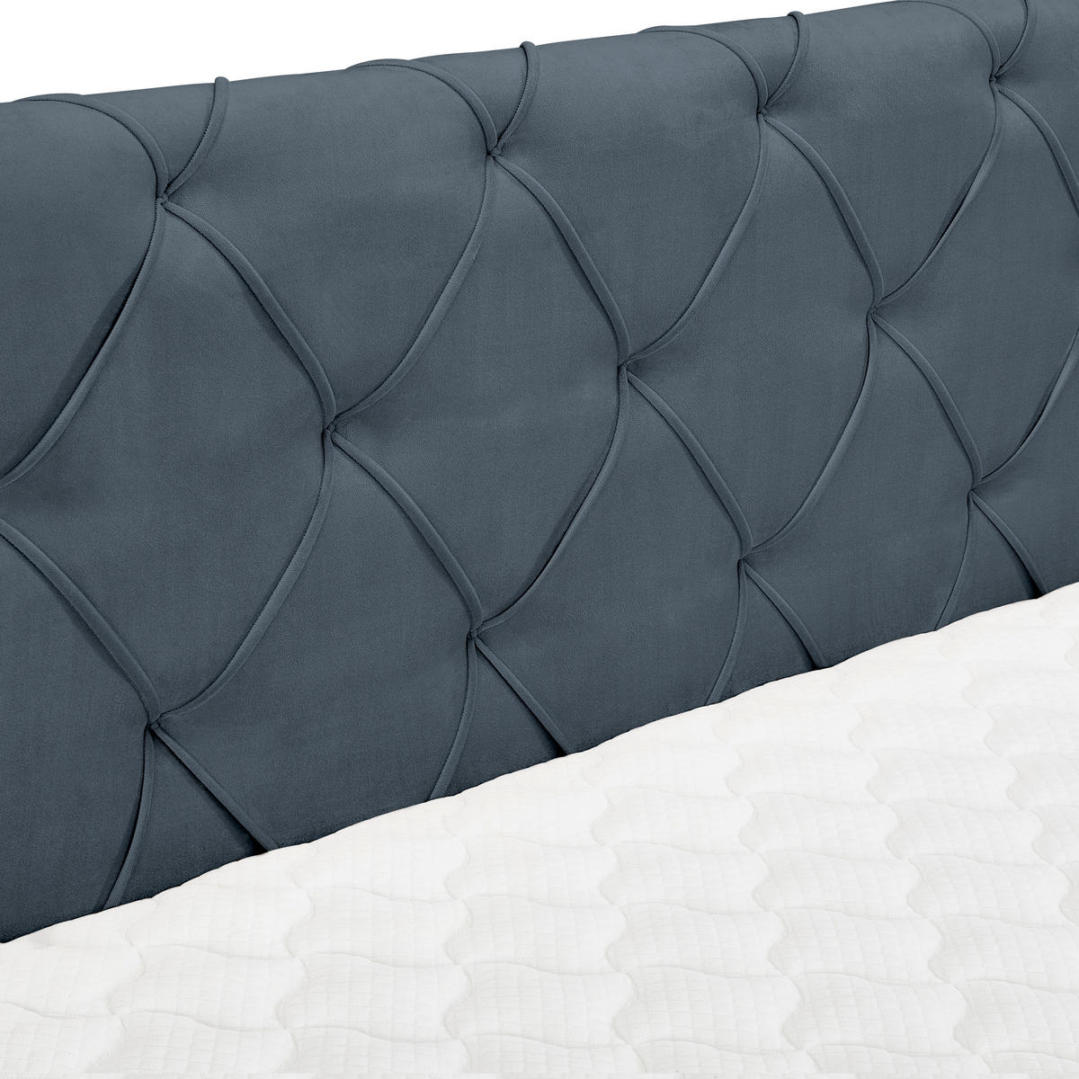 BOXSPRINGBETT 180/200 cm,  in Dunkelblau, Matratze, Topper, H3 = fest  - Schwarz/Dunkelblau, Design, Textil/Metall (180/200cm) - Esposa