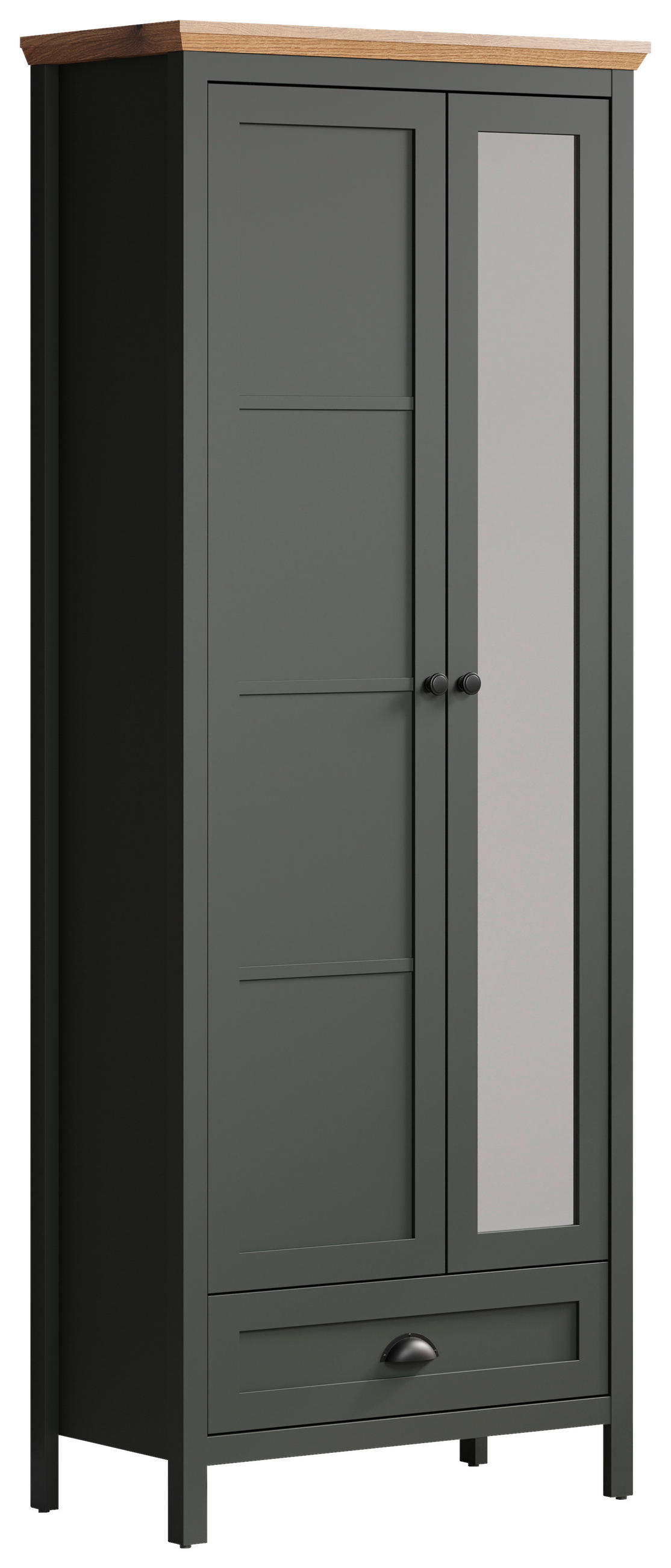 GARDEROBENSCHRANK 77/198/39 cm  - Eichefarben/Schwarz, ROMANTIK / LANDHAUS, Holzwerkstoff/Kunststoff (77/198/39cm) - Landscape