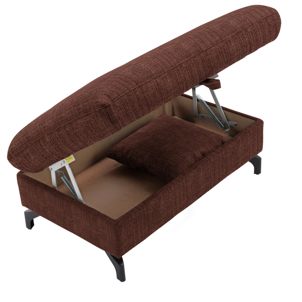 ECKSOFA in Flachgewebe, Leinenoptik Rotbraun  - Rotbraun/Schwarz, Modern, Textil/Metall (247/208cm) - Xora