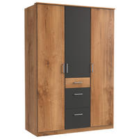 OMARA S KLASIČNIMI VRATI, barve grafita, barve hrasta  - srebrne barve/barve hrasta, Design, umetna masa/leseni material (135/199/58cm) - Boxxx