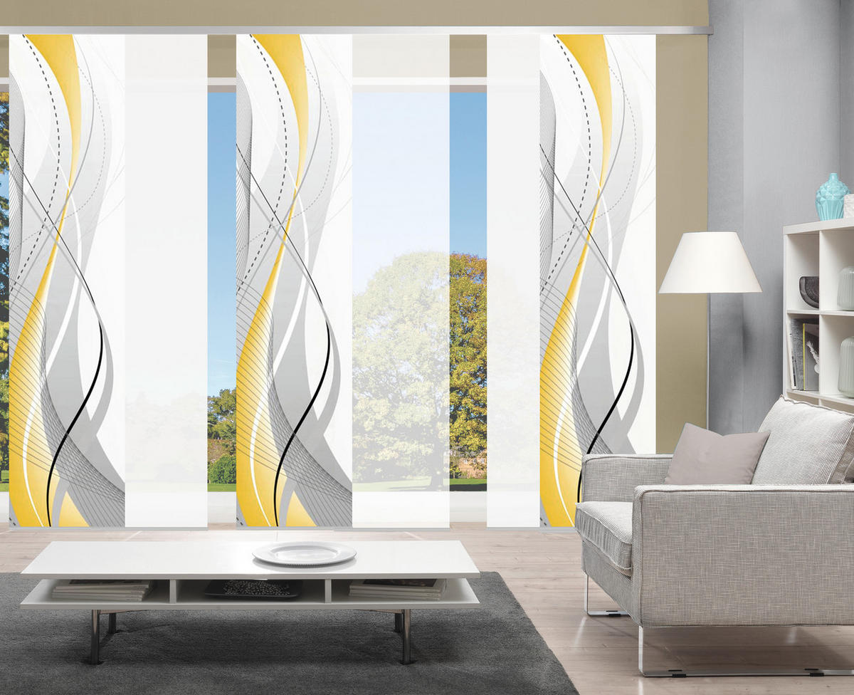 FLÄCHENVORHANG  6 Stück  halbtransparent   60/245 cm  - Gelb/Hellgelb, Design, Textil (60/245cm)