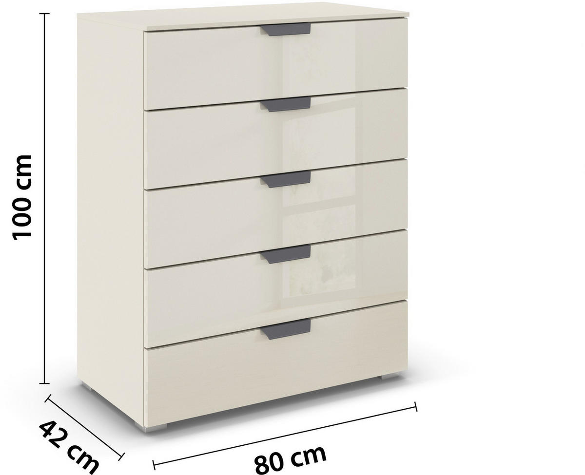 KOMMODE  in 80/100/43 cm  - Champagner/Dunkelgrau, Design, Glas/Holzwerkstoff (80/100/43cm) - Carryhome