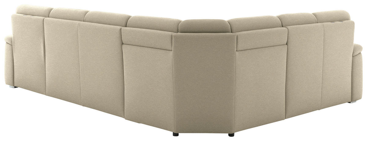 WOHNLANDSCHAFT  in Chenille Sandfarben  - Sandfarben/Alufarben, KONVENTIONELL, Holz/Textil (235/329/160cm) - Beldomo Comfort