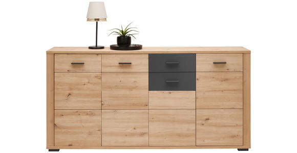 SIDEBOARD 178,6/88,7/38 cm  in Anthrazit, Eiche Artisan  - Anthrazit/Eiche Artisan, KONVENTIONELL, Holzwerkstoff/Kunststoff (178,6/88,7/38cm) - Xora