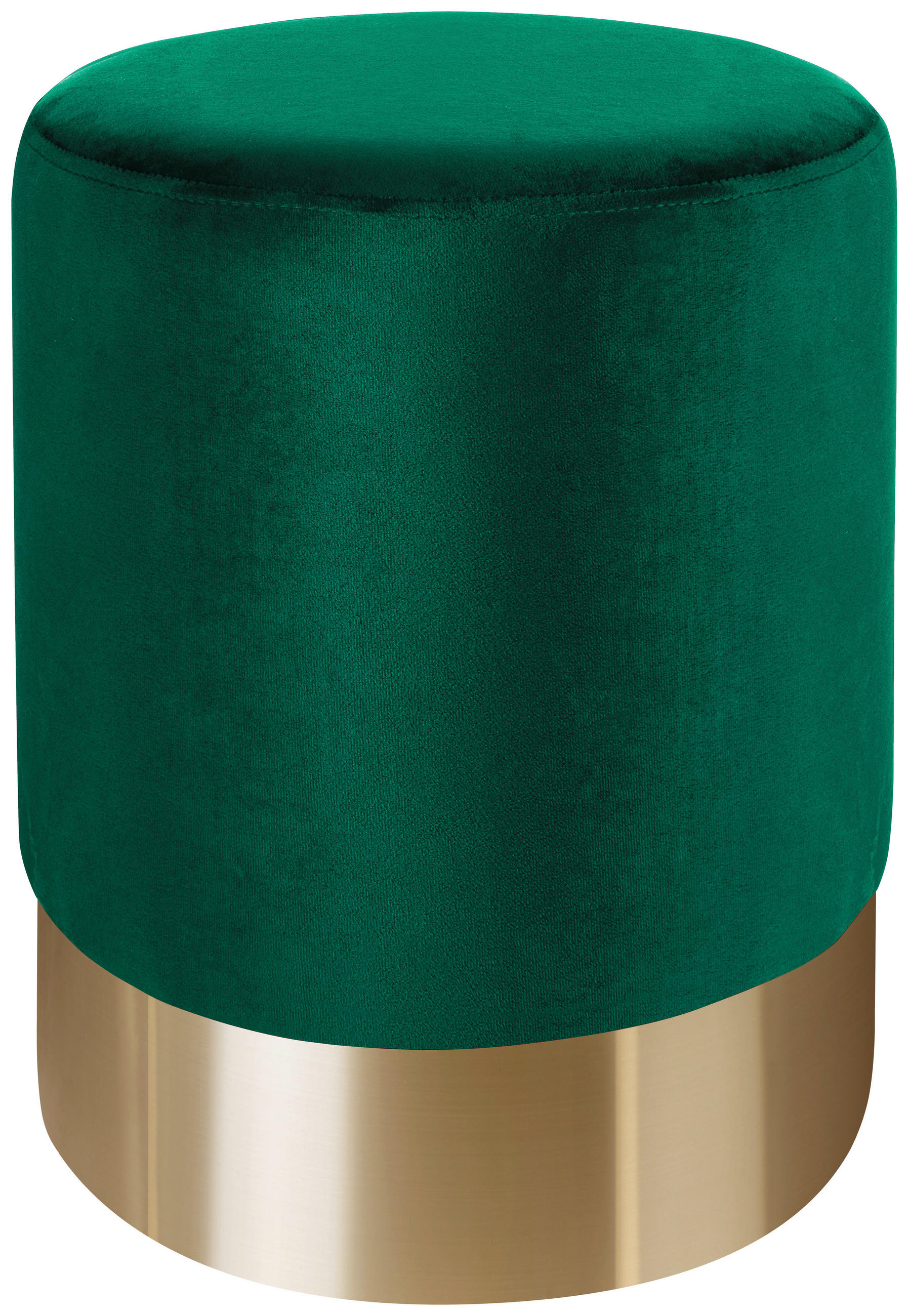 HOCKER Samt Grün, Goldfarben  - Goldfarben/Grün, Trend, Textil/Metall (35/42/35cm) - Xora