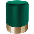 HOCKER Samt Grün, Goldfarben  - Goldfarben/Grün, Trend, Textil/Metall (35/42/35cm) - Xora