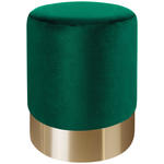 HOCKER Samt Grün, Goldfarben  - Goldfarben/Grün, Trend, Textil/Metall (35/42/35cm) - Xora