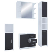 BADEZIMMER 4-teilig  in 140 cm  - Schwarz/Weiß, MODERN, Holzwerkstoff (140cm) - MID.YOU