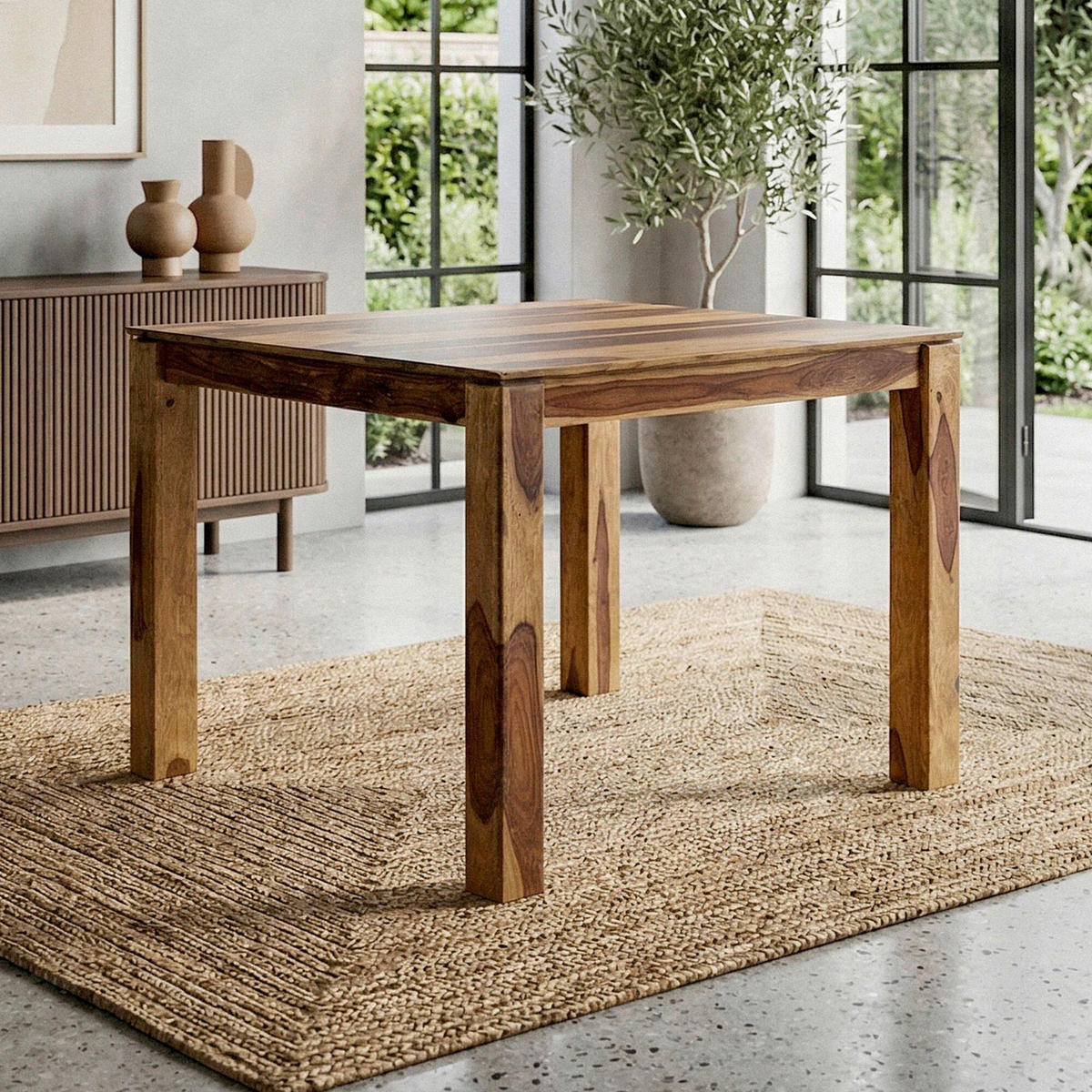 Masă din lemn, 80/75/80 cm,   - culoare lemn sheesham, Design, lemn (80/75/80cm) - Livetastic