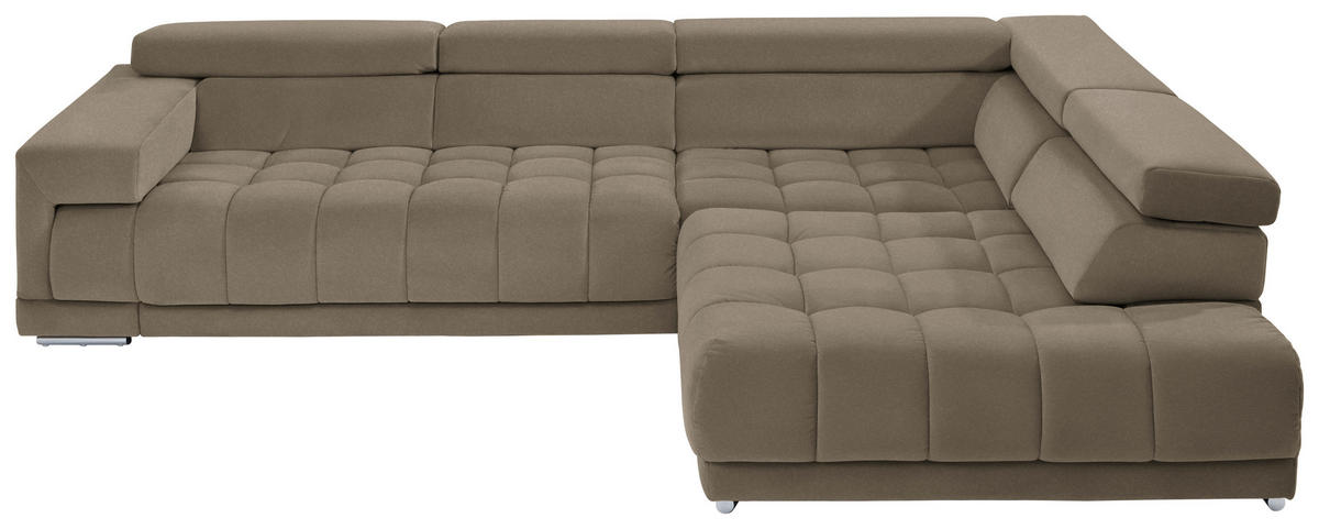 ECKSOFA Grau, Greige Mikrofaser  - Chromfarben/Greige, Design, Textil/Metall (326/222cm) - Beldomo Speed