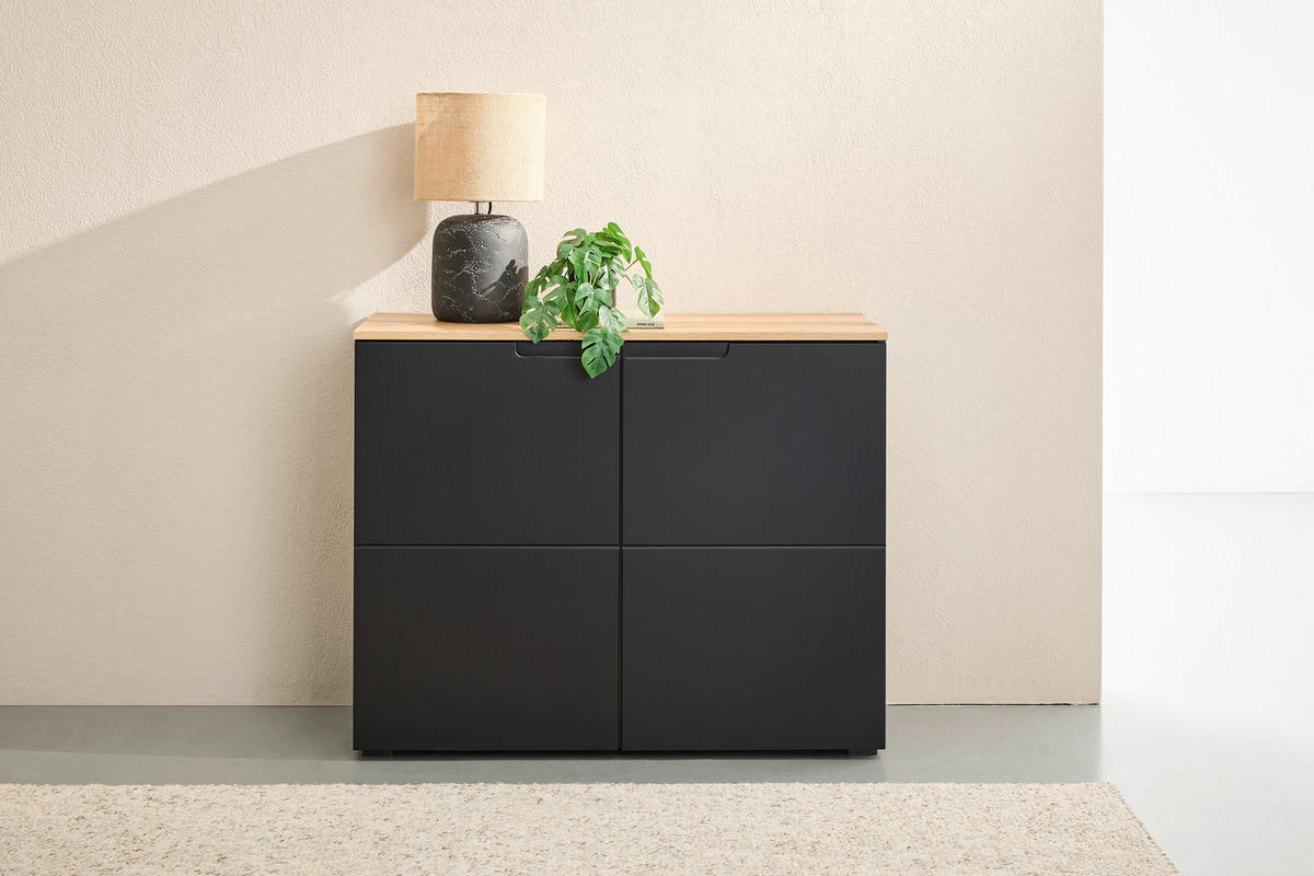 KOMMODE , 100/80/40 cm,  - Eichefarben/Schwarz, Design, Holzwerkstoff/Kunststoff (100/80/40cm) - MID.YOU