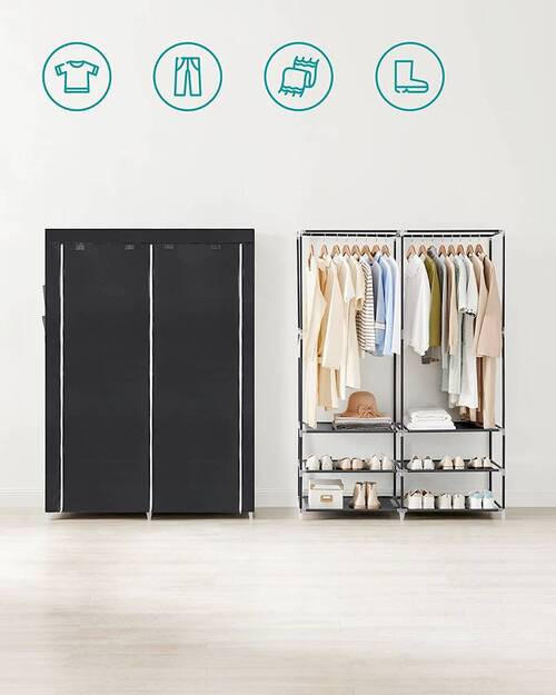 STOFFSCHRANK Grau  - Grau, Trend, Kunststoff/Textil (127/176/45cm) - Boxxx