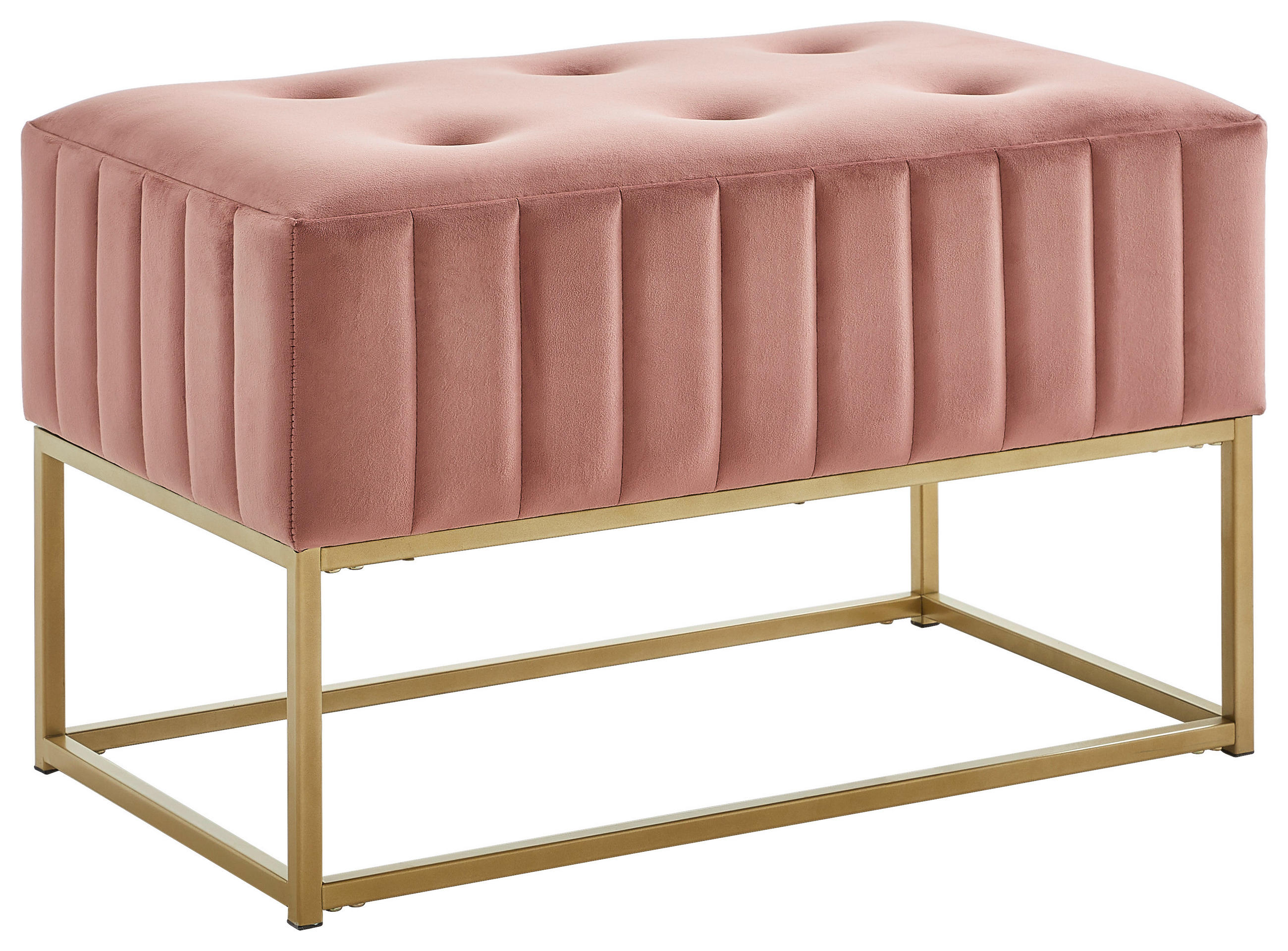 HOCKERBANK 72/41/46 cm Samt Goldfarben, Altrosa  - Goldfarben/Altrosa, LIFESTYLE, Textil/Metall (72/41/46cm) - Xora