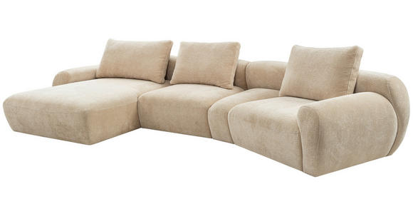 ECKSOFA Beige Chenille Rückenkissen, Rücken echt  - Beige/Schwarz, KONVENTIONELL, Kunststoff/Textil (176/362cm) - Carryhome
