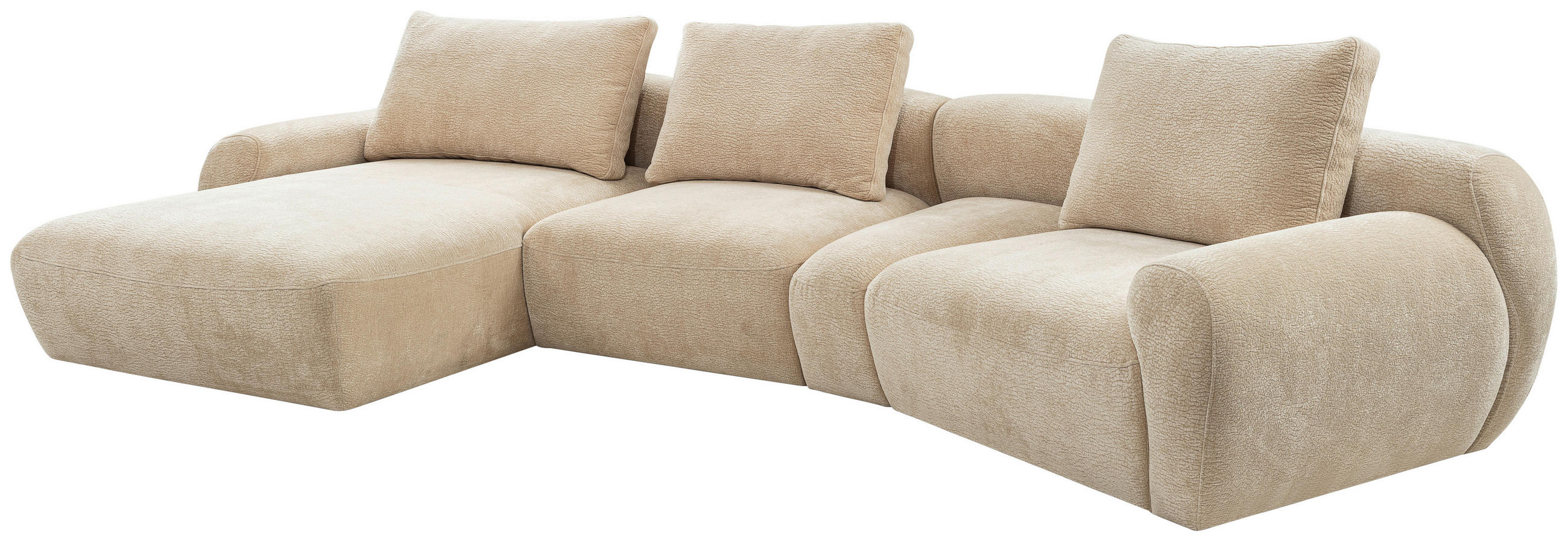ECKSOFA Beige Chenille  - Beige/Schwarz, KONVENTIONELL, Kunststoff/Textil (176/362cm) - Carryhome