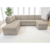 WOHNLANDSCHAFT TERMOLI in Cord Taupe  - Taupe/Schwarz, Design, Kunststoff/Textil (212/297/155cm) - MID.YOU