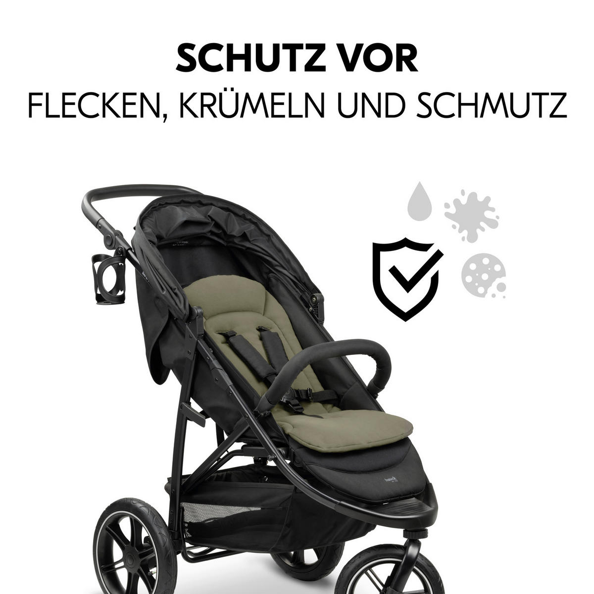 KINDERWAGENEINLAGE Seat Liner  - Olivgrün, Basics, Kunststoff (70/37/3cm) - Hauck
