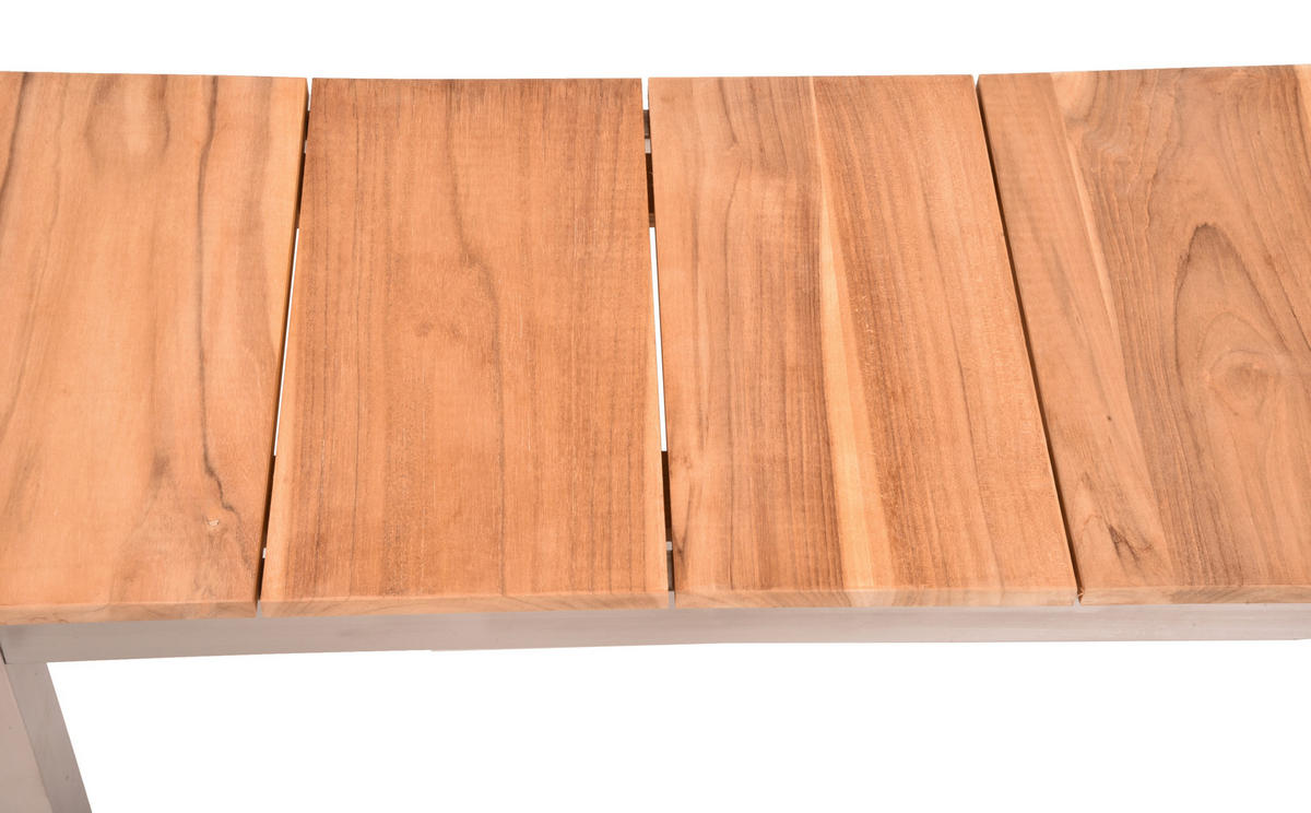 SITZBANK 180/38/45 cm Silberfarben, Teakfarben Teakholz Hartholz  - Silberfarben/Teakfarben, Basics, Holz/Metall (180/38/45cm) - Gardenson