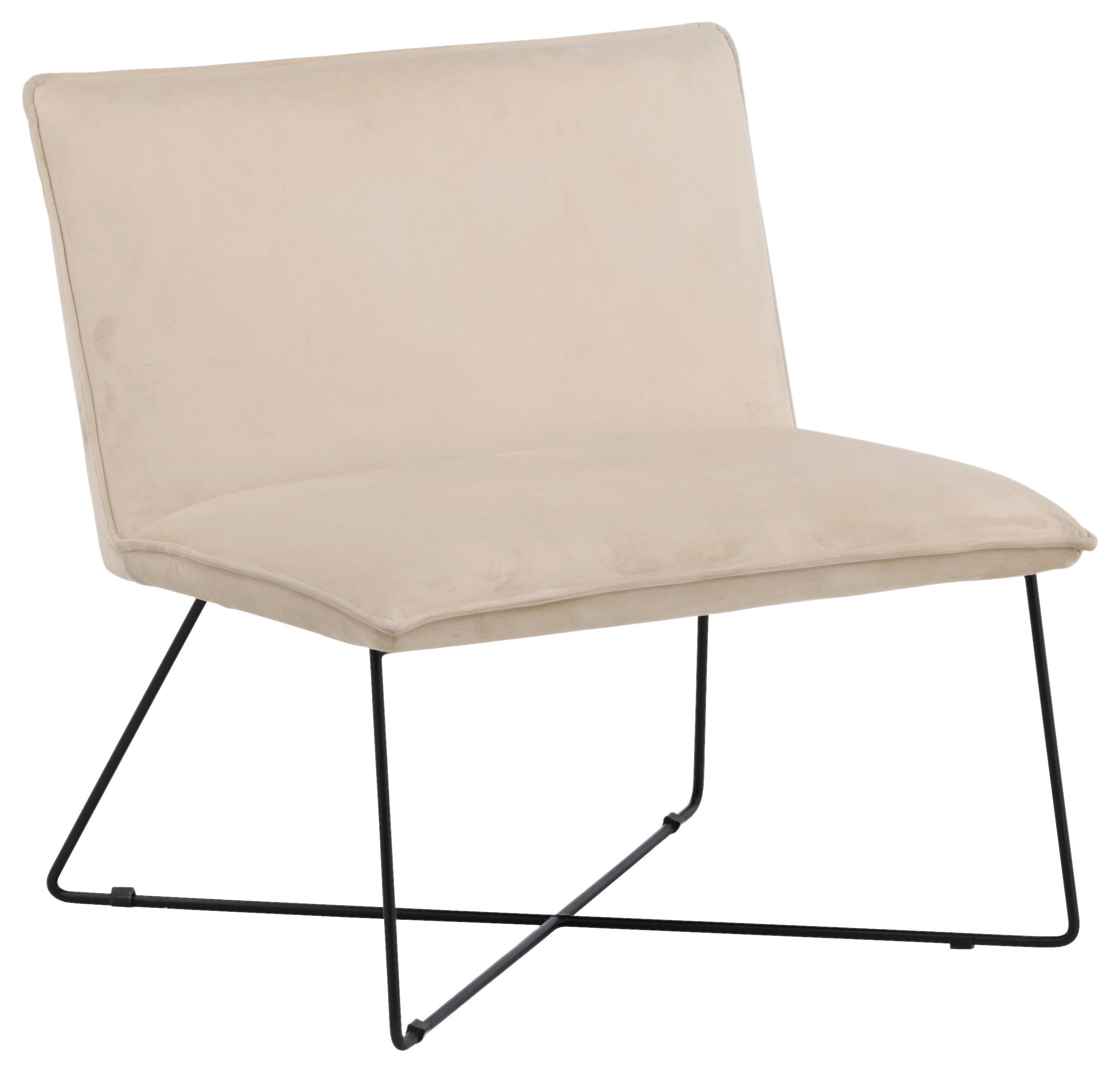 SESSEL in Samt Schwarz, Weiß  - Beige/Schwarz, Design, Kunststoff/Textil (61,5/82,5/72cm) - Livetastic