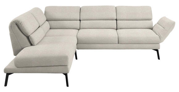 ECKSOFA  in Flachgewebe Naturfarben, Beige  212-253/256-363 cm  - Beige/Schwarz, Design, Textil/Metall (212-253/256-363cm) - Dieter Knoll