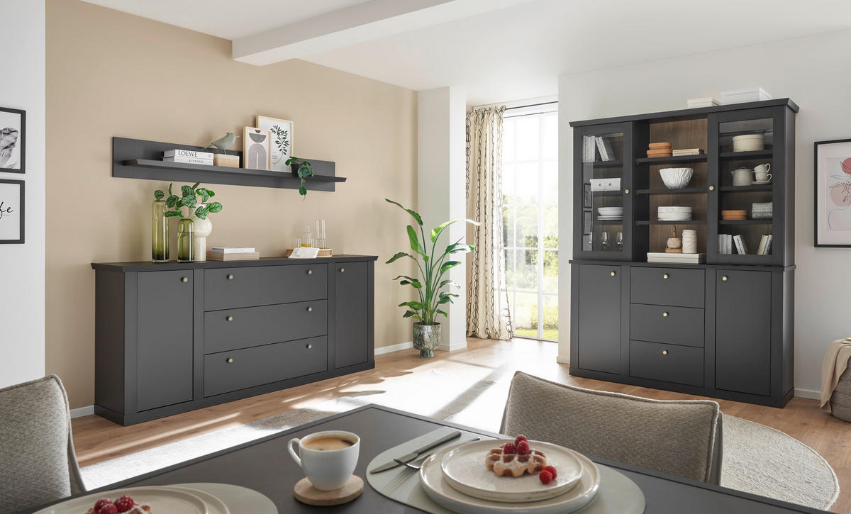 BUFFET 158/201/42 cm  in  - Eichefarben/Messingfarben, Design, Holzwerkstoff/Metall (158/201/42cm) - MID.YOU