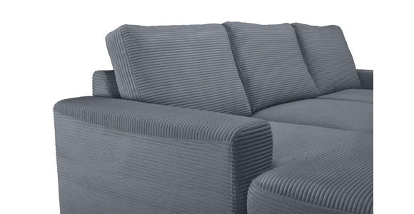 ECKSOFA Dunkelgrau Cord  - Dunkelgrau/Schwarz, KONVENTIONELL, Textil/Metall (150/240cm) - Carryhome