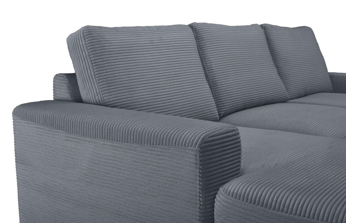 ECKSOFA Dunkelgrau Cord  - Dunkelgrau/Schwarz, KONVENTIONELL, Textil/Metall (150/240cm) - Carryhome