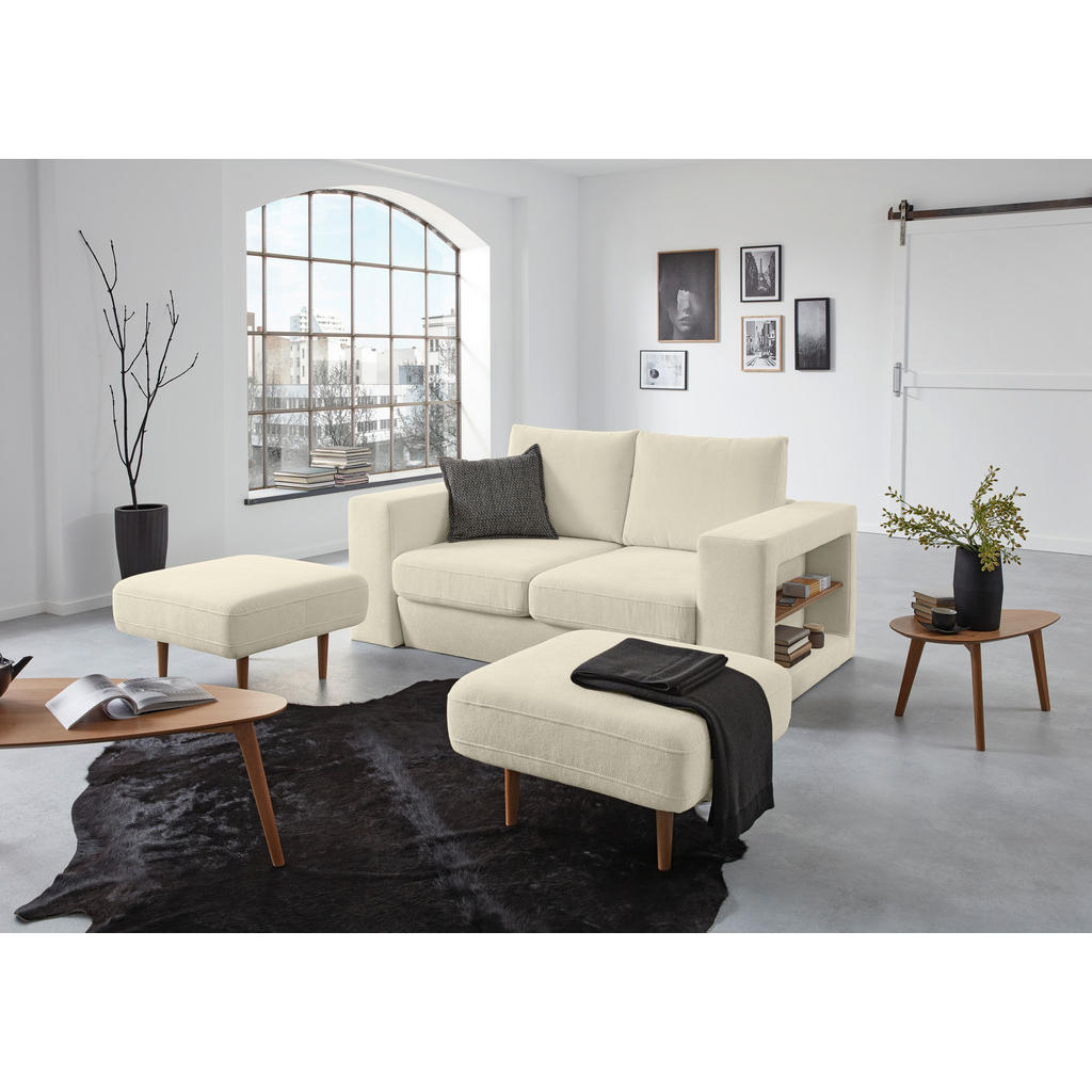 Thumbnail - Looks by W.Joop 3,5-Sitzer Looks V-2, Creme, Textil, Eiche, massiv, 2-Sitzer, 232x96x107 cm, Made in EU, Wohnzimmer, Sof...