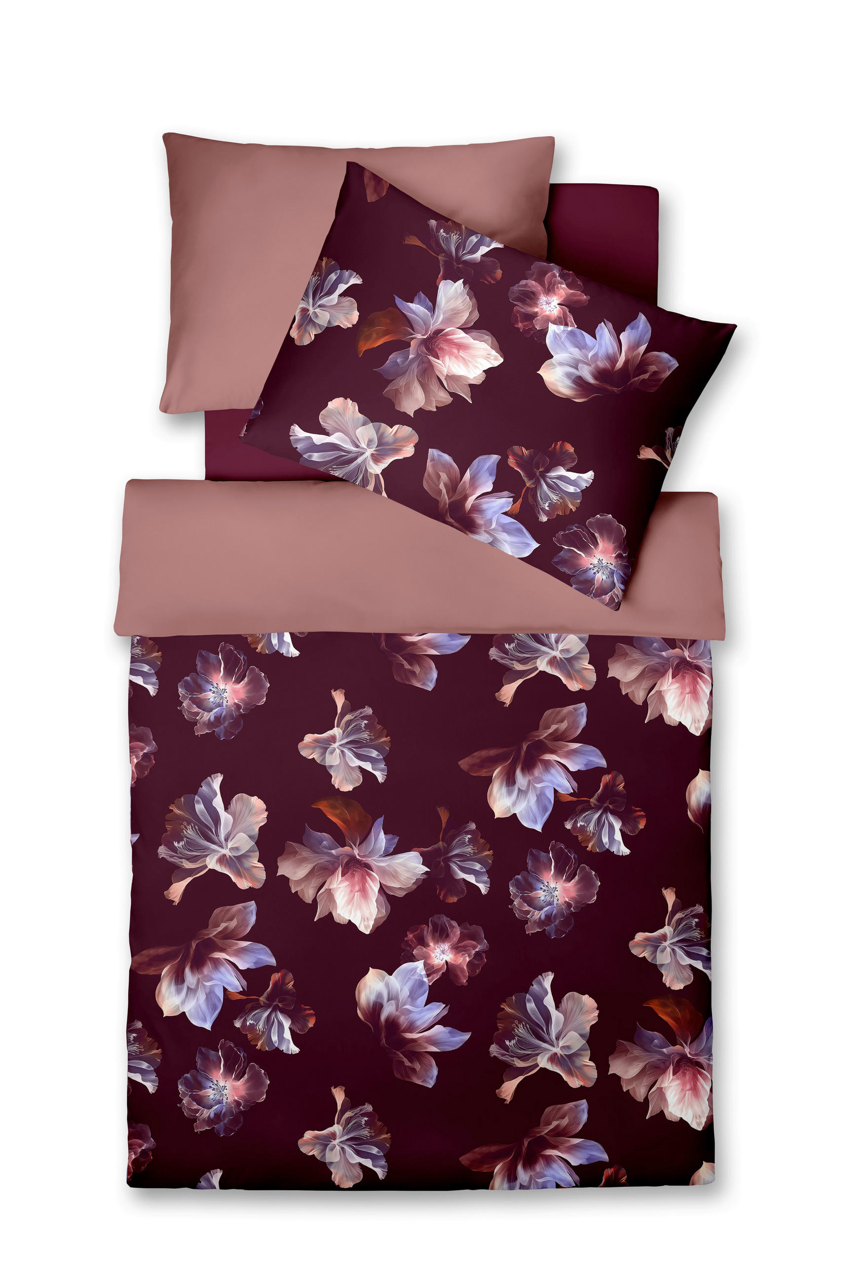 POVLEČENÍ, makosatén, fialová, starorůžová, bordeaux, tmavě oranžová, světle fialová, 140/200 cm  - starorůžová/bordeaux, Design, textil (140/200cm) - Fleuresse