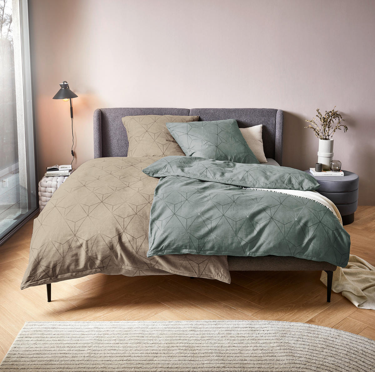 BETTWÄSCHE 2-teilig Atelier Flanell 135/200 cm  - Sandfarben, Design, Textil (135/200cm) - Estella