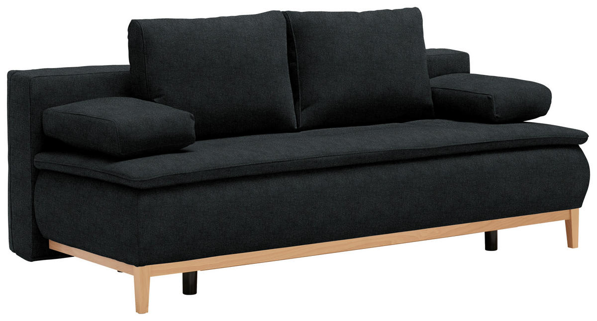 BOXSPRINGSOFA in Webstoff Anthrazit  - Eichefarben/Anthrazit, Design, Holz/Textil (202/78-93/100cm) - Venda