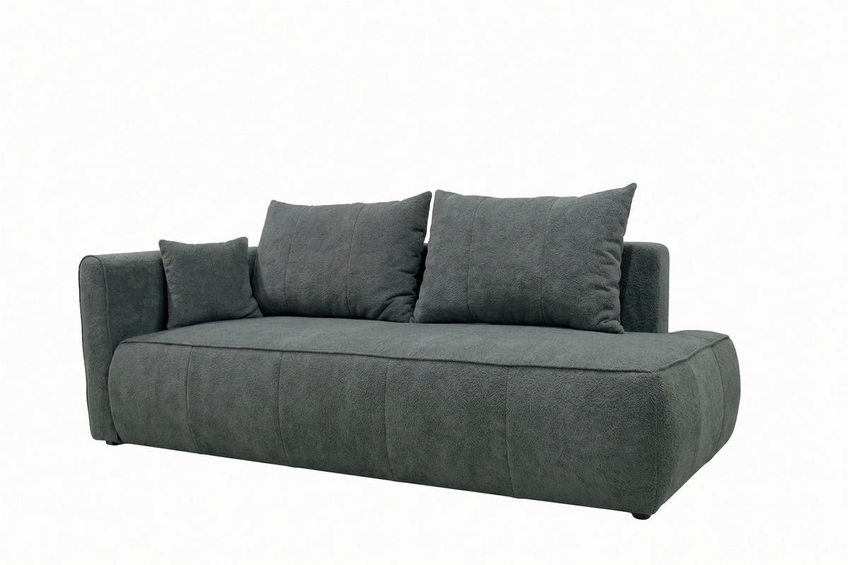 RÉCAMIERE HEVIA in Bouclé Grau  inkl.  - Schwarz/Grau, Design, Kunststoff/Textil (98/97/235cm) - MID.YOU