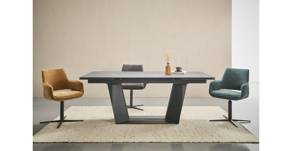 ARMLEHNSTUHL  Sitzfläche 360° drehbar Mikrofaser  - Rostfarben/Schwarz, Design, Textil/Metall (60/84/59cm) - Belluti