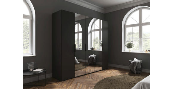 DREHTÜRENSCHRANK 251/223/61 cm,  in Graphitfarben, 5-türig  - Graphitfarben, Basics, Glas/Holzwerkstoff (251/223/61cm) - Novel