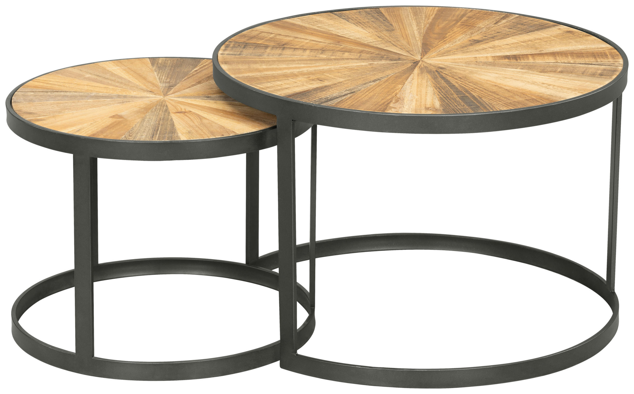 COUCHTISCHSET in Holz, Metall, Holzwerkstoff 45-60/45-60/35-40 cm  - Schwarz/Naturfarben, KONVENTIONELL, Holz/Holzwerkstoff (45-60/45-60/35-40cm) - Livetastic
