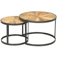 COUCHTISCHSET in Holz, Metall, Holzwerkstoff 45-60/45-60/35-40 cm  - Schwarz/Naturfarben, KONVENTIONELL, Holz/Holzwerkstoff (45-60/45-60/35-40cm) - Livetastic