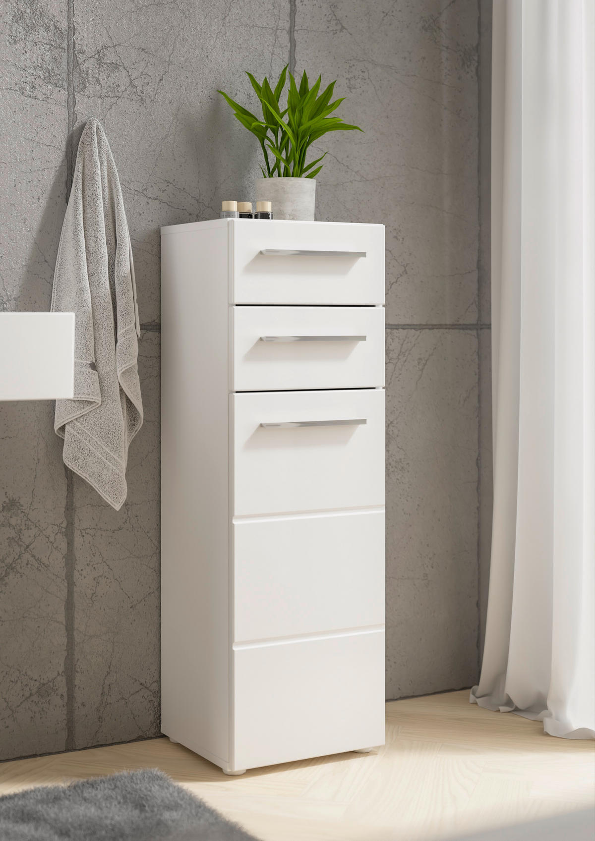 HIGHBOARD  in 34/104/31 cm  - Weiss Hochglanz/Chromfarben, Modern, Holzwerkstoff/Kunststoff (34/104/31cm) - MID.YOU